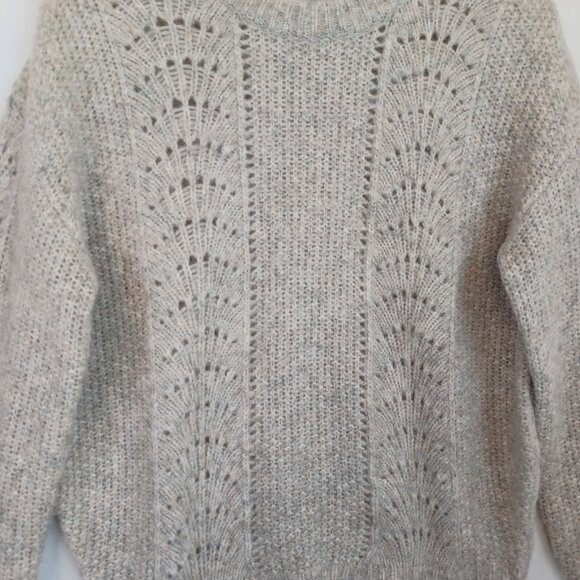 Rails Sweater Mara Teddy Crew Neck Pullover Alpaca Wool Blend Pointelle Knit Med - Picture 5 of 10